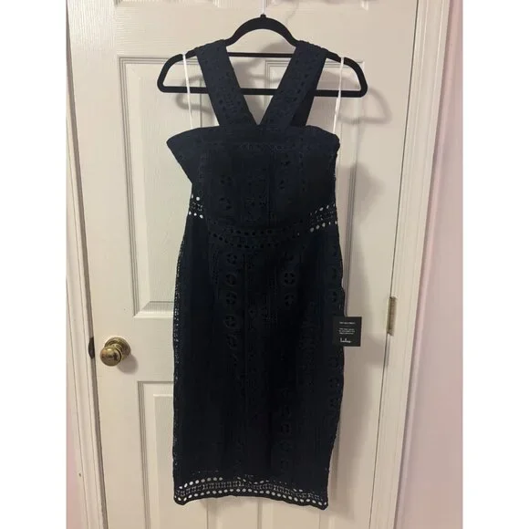 Lulus Cocktail Ready Navy Blue Crochet Lace Midi Dress - Size XL NWT - Picture 14 of 14